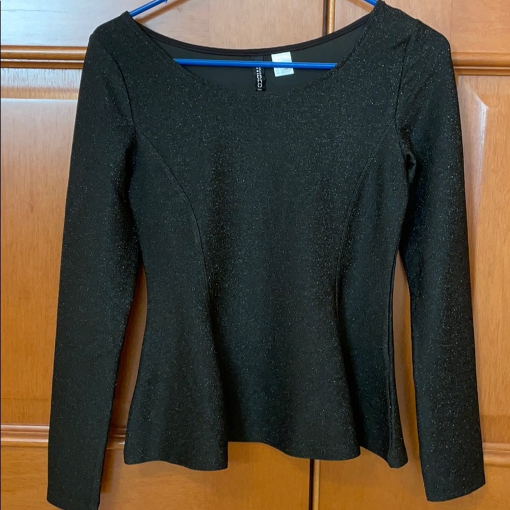 Divided H&M long sleeve black “glitter” top